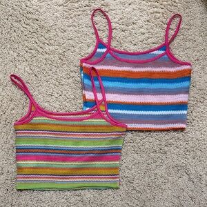 Colorful Striped Crop Tops